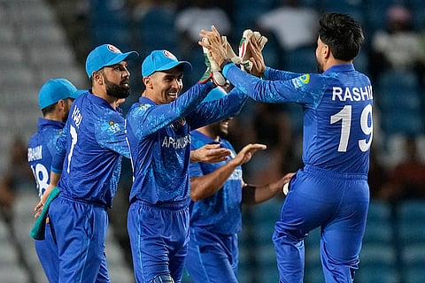 Rashid Khan celebrates Lega Siaka's wicket